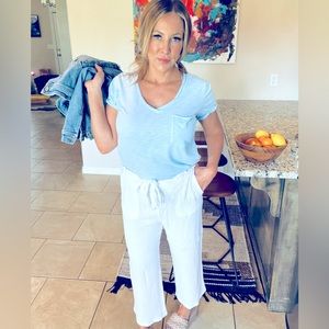 Anthro white pants 🤍🤍🤍 tie waist/ size Small